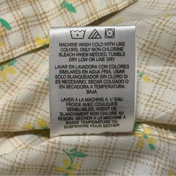 Wrangler Women’s Long Sleeve Button Snap Blouse Yellow Plaid Floral NWT Size S - Picture 9 of 11